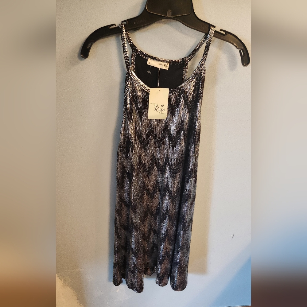🍉Forever Rose Black and Silver Asymmetrical Mini Dress